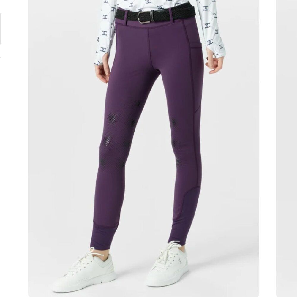 Ovation Equinox Pull On Knee Patch Winter Breeches Women's Size M 28 Purple
